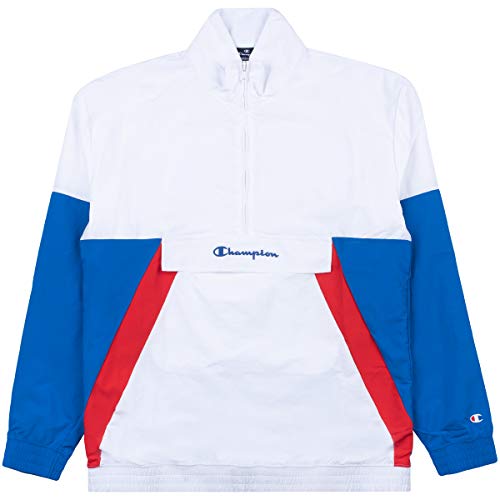 Champion Men Track Jacket Half Zip Sweatshirt 214240, Talla:M, Color:Wht/olb/hrr