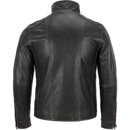 Chaqueta de Superior Leather Garments, con remaches de color negro, cuero vacuno auténtico, costura visible, para hombre Negro negro Medium-Para Persona De Pecho 99 cm