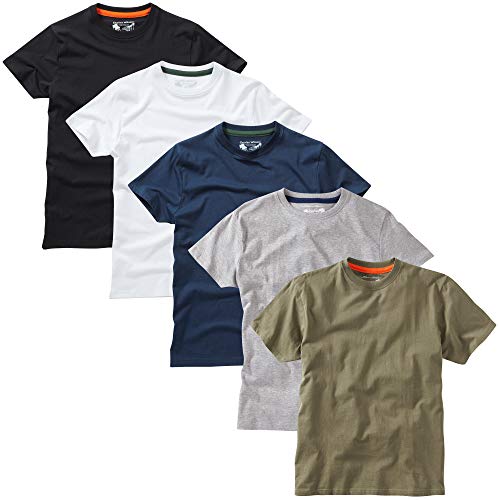 Charles Wilson 5er Packung Einfarbige T-Shirts mit Rundhalsausschnitt (Medium, Mixed Essentials Type 23)