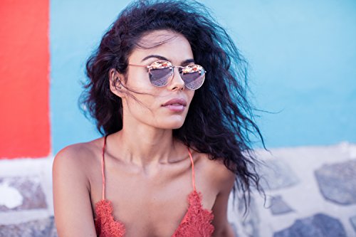 Cheapass Gafas de Sol Redondas con Espejos Rosas Doradas UV400 Diseñador Metálicas Mujer Chica