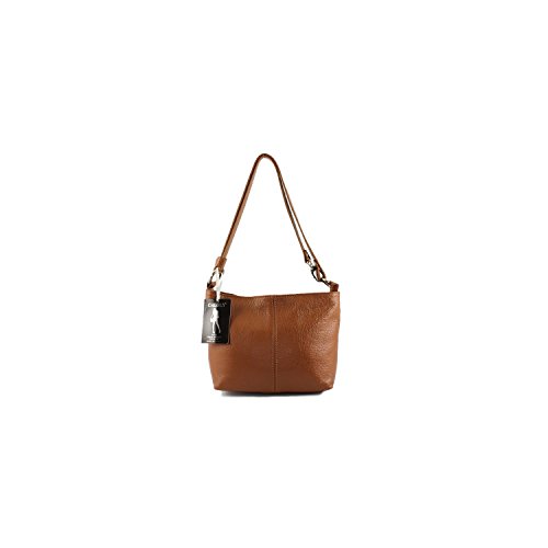 CHLOLY Sac Bandoulière Cuir Lolita - Bolso Cruzados de Otra Piel para Mujer Naranja Camel Foncé