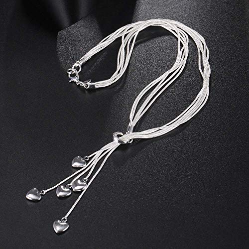 CHOUCHOU Colgante Pendientes Significado Forma de corazón de Las Mujeres Collar de Plata Colgante Plateado Plata del Dulce 45 CM DE Amor