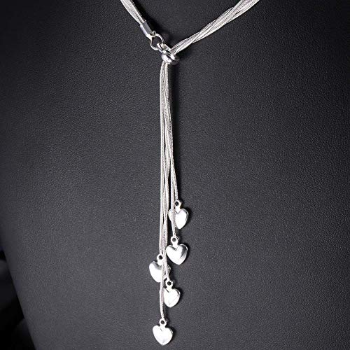 CHOUCHOU Colgante Pendientes Significado Forma de corazón de Las Mujeres Collar de Plata Colgante Plateado Plata del Dulce 45 CM DE Amor