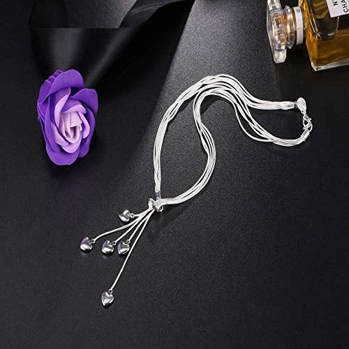 CHOUCHOU Colgante Pendientes Significado Forma de corazón de Las Mujeres Collar de Plata Colgante Plateado Plata del Dulce 45 CM DE Amor