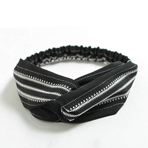 Cintas de Pelo para Mujer, Provence Raya Negra Gasa Elástica Señoras Sombreros Cabello Bowknot Cabeza Suave, Elástico Enrollado Hairband Lindo Secador De Deportes De La Aptitud del Yoga Festival A