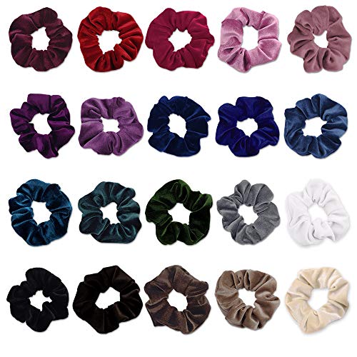 Cintas para Pelo,Colorful Velvet Hair Scrunchies, Scrunchies de Terciopelo Pelo Bandas Elásticas de Pelo Gomita de Terciopelo Bandas，20 Piezas