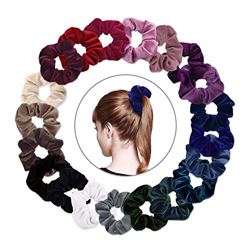 Cintas para Pelo,Colorful Velvet Hair Scrunchies, Scrunchies de Terciopelo Pelo Bandas Elásticas de Pelo Gomita de Terciopelo Bandas，20 Piezas