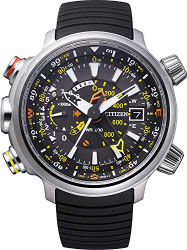 Citizen Promaster Land - Altichron - Reloj de Cuarzo para Hombre, con Correa de Goma, Color Negro