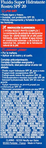 Clarins 57917 Men Fluido Super Hidratante SPF 20, Rostro, 50 ml