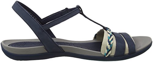 Clarks Tealite Grace, Sandalias con Tira Vertical para Mujer, Azul (Navy), 39 EU