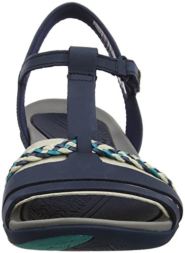 Clarks Tealite Grace, Sandalias con Tira Vertical para Mujer, Azul (Navy), 39.5 EU