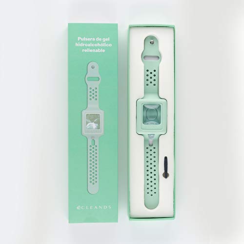 cleands - Pulsera con Gel Hidroalcohólico, Recargable, Dispensador de Desinfectante de Manos – Verde