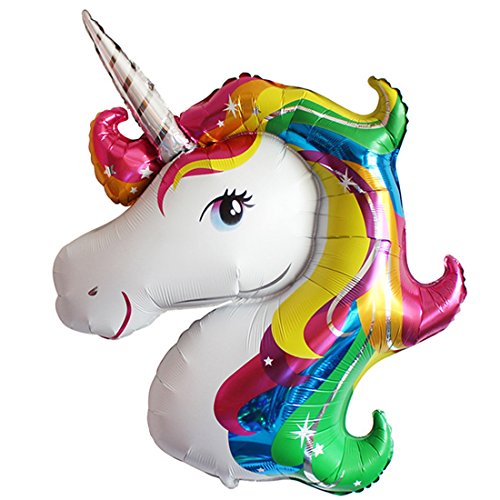 Clerfy Acc Unicornio y Arco Iris Globo de Cumpleaños Kit-de Fiesta de Cumpleaños Feliz Suministros con Globos de Unicornio Banner de Cumpleaños de Arco Iris, Gran Regalo para Niños y Amigo