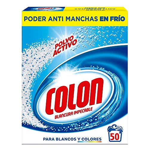 Colon Polvo Activo - Detergente para Lavadora, adecuado para Ropa Blanca y de Color, Formato Polvo - 50 dosis