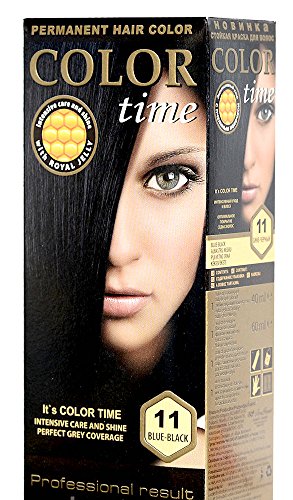 Color time, tinte permanente para el cabello de color azul negro 11