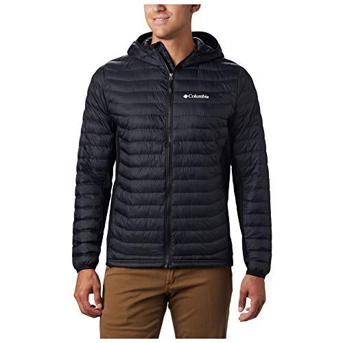 Columbia 1773271 POWDER LITE LIGHT HOODED JACKET, Chaqueta con capucha, Hombre, Aislamiento sintético Hi-Loft, Negro (Black), Talla XXL