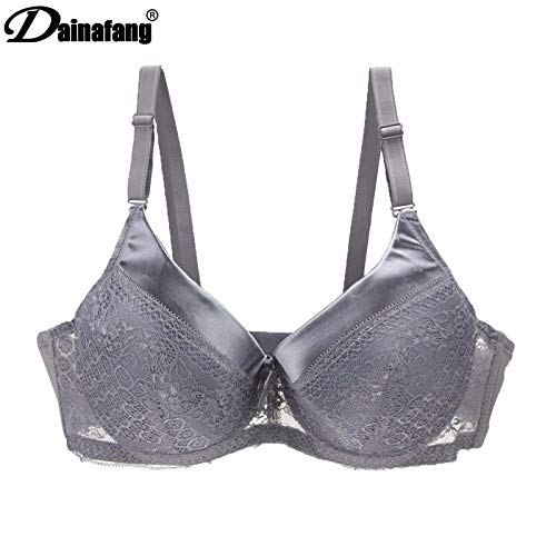 Comercio Exterior exportación Sujetador de Gran tamaño Sujetador de Ropa Interior de Encaje Sexy AliExpress Ebay Amazon una generación-Gris_85B