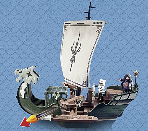 Cómo entrenar a tu Dragón-Barco de Drago Vehículos de Juguete, Color marrón, Verde, Gris, 51,5 x 14,2 x 38,5 cm Playmobil 9244