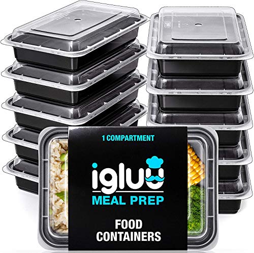 Contenedores De Comida De 1 Compartimiento (Set de 10) - Plásticos, Reutilizables, Sin BPA, Cierre Hermético - Para Lavavajillas, Congelar, Microondas - Recipientes De Alimentos Bento Apilables