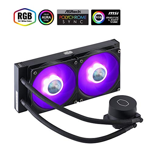 Cooler Master MasterLiquid ML240L V2 RGB Refrigeración a Liquido – Efectos Iluminación Brillantes, Bomba 3ª Generación, Radiador Superior y Doble Ventilador SickleFlow 120 mm, Color Negro