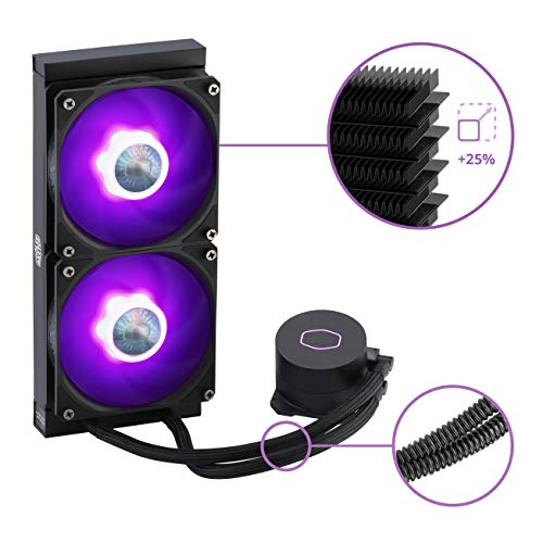 Cooler Master MasterLiquid ML240L V2 RGB Refrigeración a Liquido – Efectos Iluminación Brillantes, Bomba 3ª Generación, Radiador Superior y Doble Ventilador SickleFlow 120 mm, Color Negro