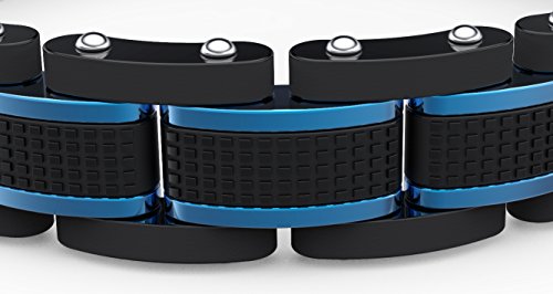 COOLMAN Joyas para Hombre Pulseras Acero Inoxidable Azul & Negro Ajustable 21,5-23cm (con Cierre de Caja de Regalo)