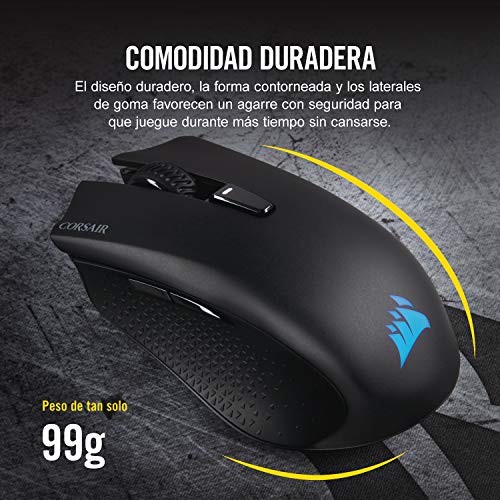 Corsair Harpoon RGB Wireless, Ratón Para Juegos Recargable (Tecnología Slipstream, Retroiluminación Led Rgb, 10 000 Ppp, Óptico), RF inalámbrica + Bluetooth, Inalámbrico, Negro