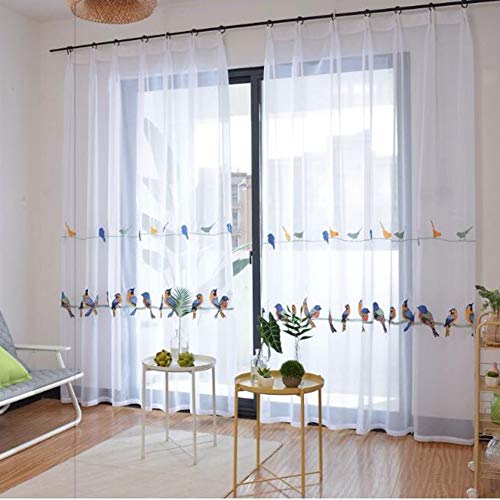 Cortinas de traslúcidas Moderno,Blancas Cortinas Bordado Translucida de Dormitorio,Ventana Visillos Salon Paneles,Cortina transparente gasa/Cortina de tul,Oficina hotel Sheer Cortina,1pcs