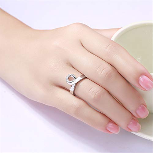 Coudf Anillo Grabado con Nombre Personalizado Anillo de Aniversario de Navidad de Plata esterlina con Piedra Natal para Mujer（Plata 16）