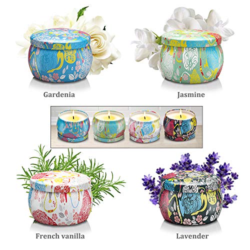 CREASHINE Velas Aromaticas Juego de 4 Piezas Vela Perfumada 25-30 Horas Duración de la Aromaterapia Decoración para Relajación Fiesta Boda Baño Yoga Cumpleaños Navidad Día de San Valentín