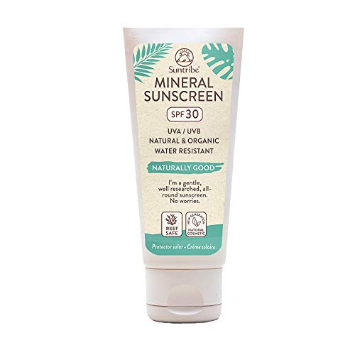 Crema Solar Mineral Cuerpo & Cara Suntribe - FPS 30 - Biodegradable - Òxido de Zinc (Filtro UV Mineral) - Resistente al agua - 8 Ingredientes - Nuevo: less visible (100 ml)