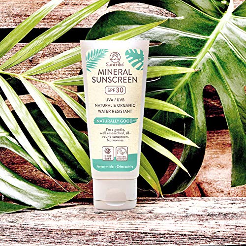 Crema Solar Mineral Cuerpo & Cara Suntribe - FPS 30 - Biodegradable - Òxido de Zinc (Filtro UV Mineral) - Resistente al agua - 8 Ingredientes - Nuevo: less visible (100 ml)