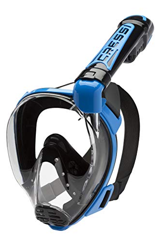 Cressi Duke Dry Full Face Mask Mascara de Buceo Snorkel Seca Cara Completa, Unisex Adulto, Negro/Azul, M/L