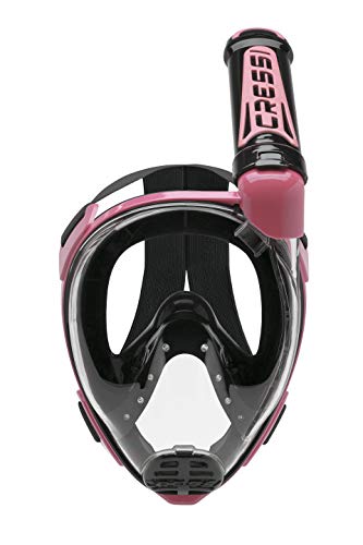 Cressi Duke Dry Full Face Mask Mascara de Buceo Snorkel Seca Cara Completa, Unisex Adulto, Negro/Rosa, M/L