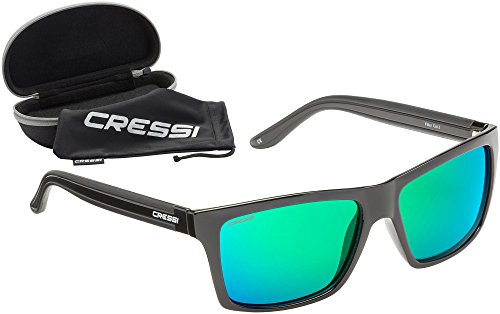 Cressi Rio Sunglasses Gafas de Sol Deportivo Polarizados, Unisex Adultos, Negro/Verde, Talla única