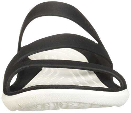 crocs 203998, Chanclas Mujer, Negro (Black/White), 39/40 EU (W 9 US)