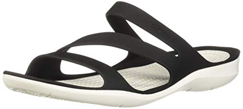 crocs 203998, Chanclas Mujer, Negro (Black/White), 39/40 EU (W 9 US)