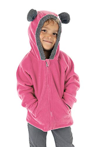 Cuddle Club Chaqueta Polar niño/niña Ropa Bebé y Niño de 0 a 5 años – Abrigo/Disfraz Bebé para Exterior con Cremallera y Capucha – BearFleeceJacketPink2T