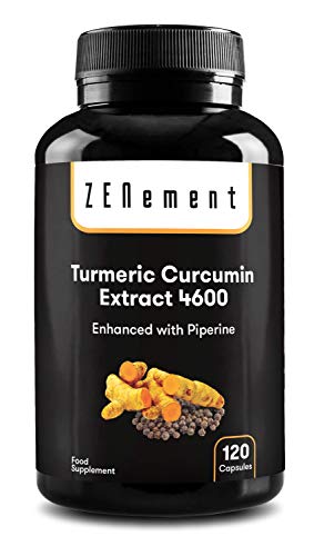 Cúrcuma 4600mg Extracto Certificado, 120 cápsulas, con Pimienta Negra. Potente antioxidante, para la salud de las articulaciones. Máxima concentración. 100% Natural