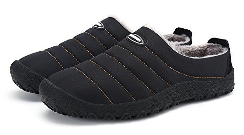 DAFENP Zapatillas de Casa para Hombre/Mujer,Unisex Zapatillas Fluff Antideslizantes Invierno Cálido Confortables Casa Interior/Intemperie,XZ322-black-EU45