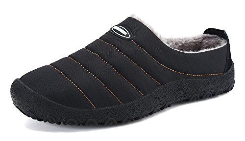 DAFENP Zapatillas de Casa para Hombre/Mujer,Unisex Zapatillas Fluff Antideslizantes Invierno Cálido Confortables Casa Interior/Intemperie,XZ322-black-EU45