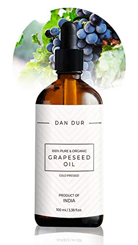 Dan-Dur Aceite de Semilla de Uva, 100% Puro, Orgánico, BIO, Prensado en Frío, Extra Virgen, EFECTO PROTECTOR SOLAR, FUENTE de VITAMINA E (30ml)