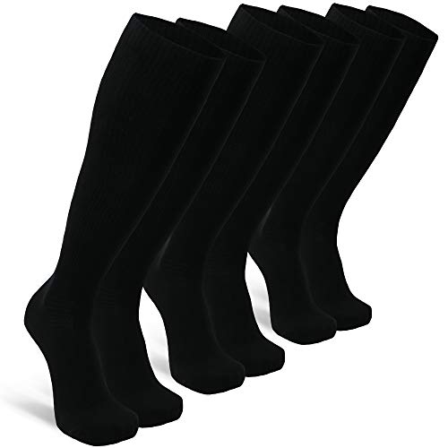 DANISH ENDURANCE Calcetines de Compresión de Algodón Orgánico Pack de 3 (Negro, EU 43-47)