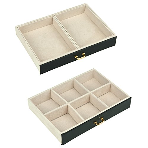 DCCN Jewellery Box Estuche de cosméticos Caja de Almacenamiento de joyería de Cuero de PU de Tres Capas con Espejo y Cerradura, Regalo para niñas o Mujeres(Negro)