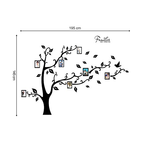 decalmile Gran Vinilo Árbol Pegatinas de Pared DIY Marco de Fotos Familiares Decoración del Hogar para Sala de Estar Dormitorio (Negro)