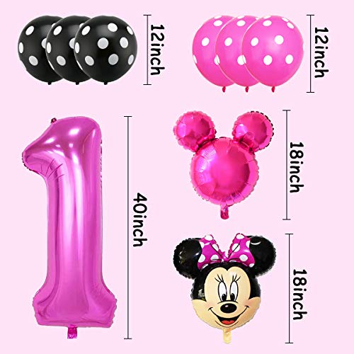 Decoraciones de cumpleaños de Mickey Mouse, BESTZY Globos número para la Fiesta Temática de Mickey Mouse Artículos de Fiesta de Mickey y Minnie para Primer Cumpleaños（Rosa Roja）