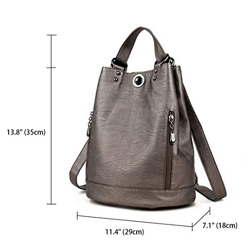 DEERWORD Mujer Bolsos Mochila Pequeña Casual Bandolera Cuero Hombro Piel de PU Café