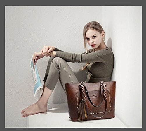 DEERWORD Para mujer Bolsos bandolera Carteras de mano Bolsos totes Carteras de mano con asa Cuero Color Marrón