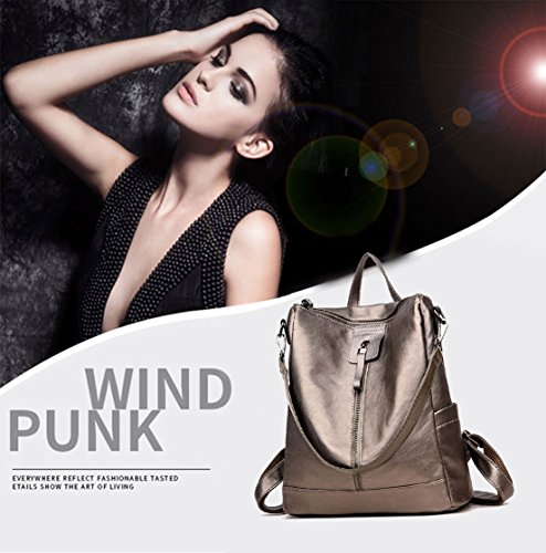 DEERWORD Para mujer Bolsos mochila Bolsos bandolera Carteras de mano Mochila escolar Bolsa para portátil Cuero Caqui