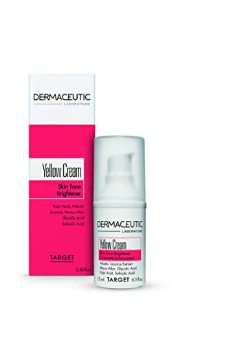 Dermaceutic Yellow Cream - Iluminadora del tono de la piel - Crema facial aclarante para tono irregular de la piel - Crema antipigmentación - Contiene ácido kójico, arbutina, regaliz, ácido glicólico y ácido salicílico - 15 ml